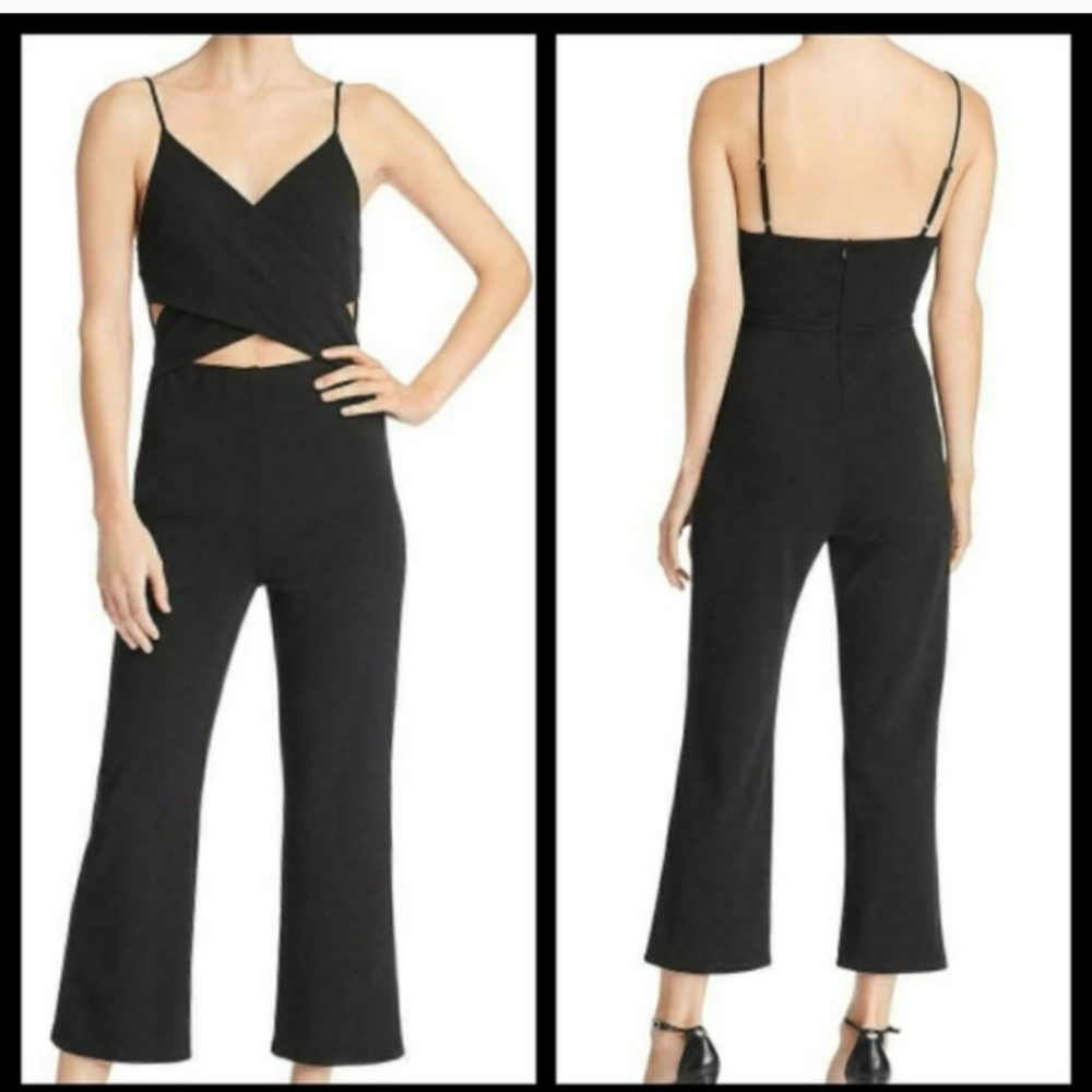 SUNSET & SPRING CRISS-CROSS CUT OUT ADJUSTABLE STRAPS CROPPED WIDE LEG JUMPSUIT